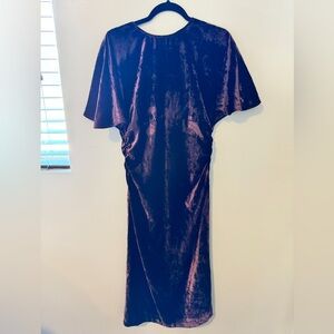 Zara Velvet High Neck Backless Ruched Bottom Dress